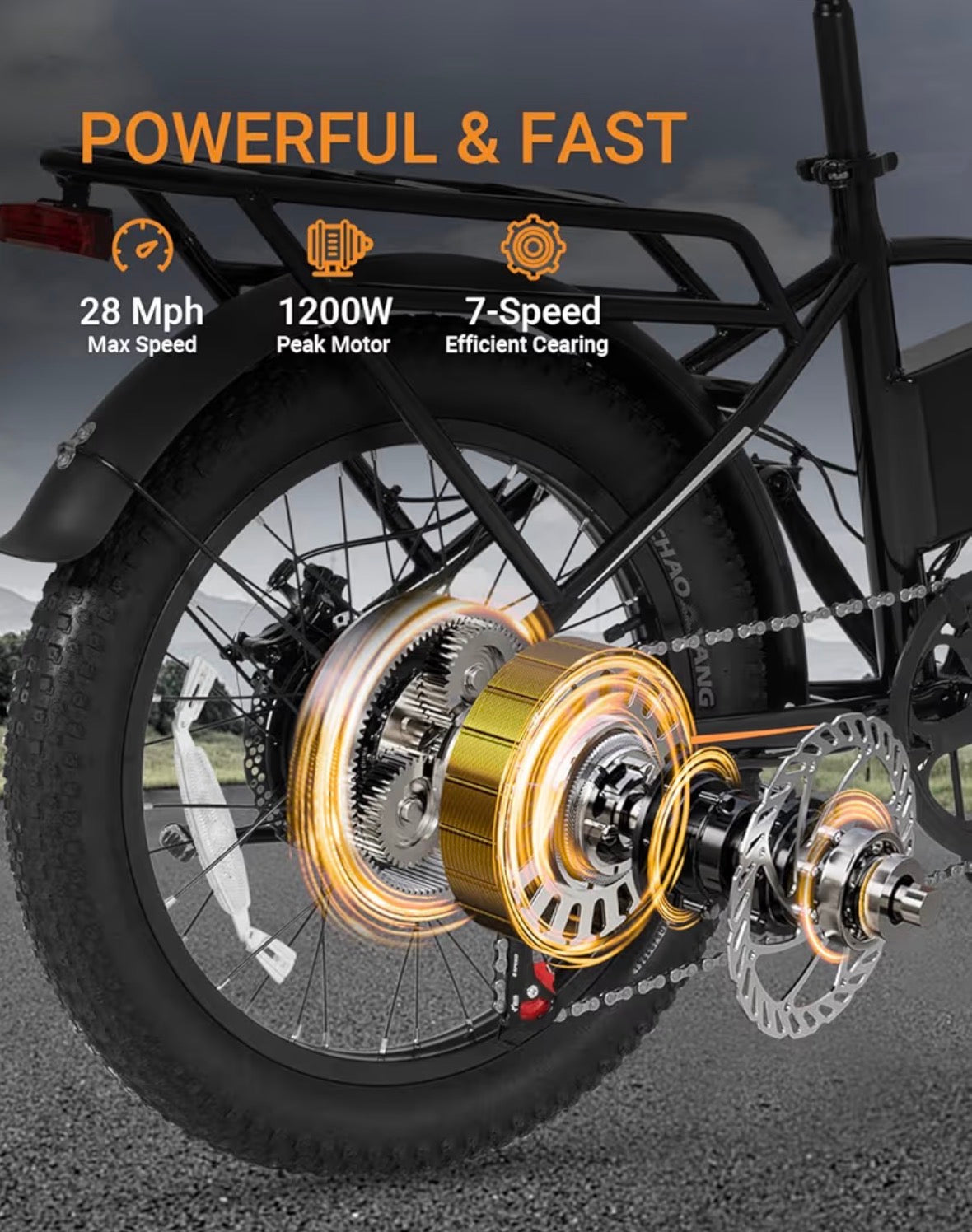 Zonveer Folding Electric Bike for Adults - 7-Speed Mountain Ebike with Peak 1200W 28MPH Brushless Motor, 48V10Ah Removable Battery