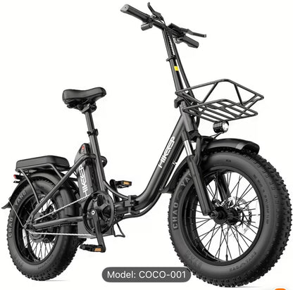 Folding Electric Bike 48V 10AH for Adults | 20 MPHSpeed, 25 Miles Range, 700W Rated Power, Portable Battery, Commuter Electric City Ebike, 16'' Fat Tire, Aluminum Wheels, Disc Brakes, Stainless Steel Frame, Urban Style
