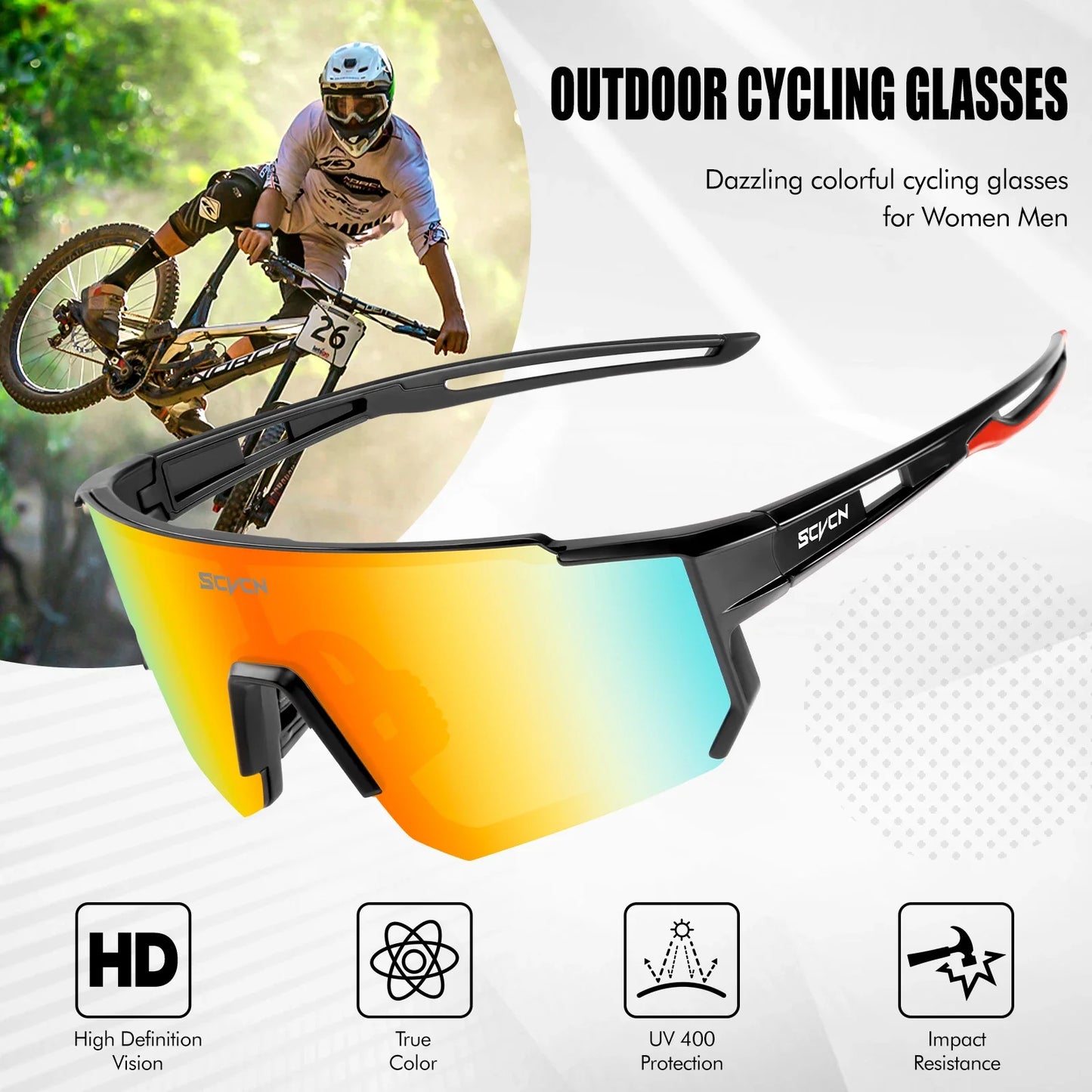 SCVCN Snow Sunglasses Hiking Eyewear Outdoor Cycling for Women Men MTB Bike Glasses Sports Mountain Cycling UV400 Skiing Goggles