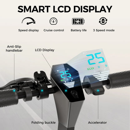 HiQiS V10 E-scooter 500WMotor 36V 10.5Ah 25MPH Speed 22mile Range Foldable E-scooter 10inch Air Tire Electric Scooter for Adults