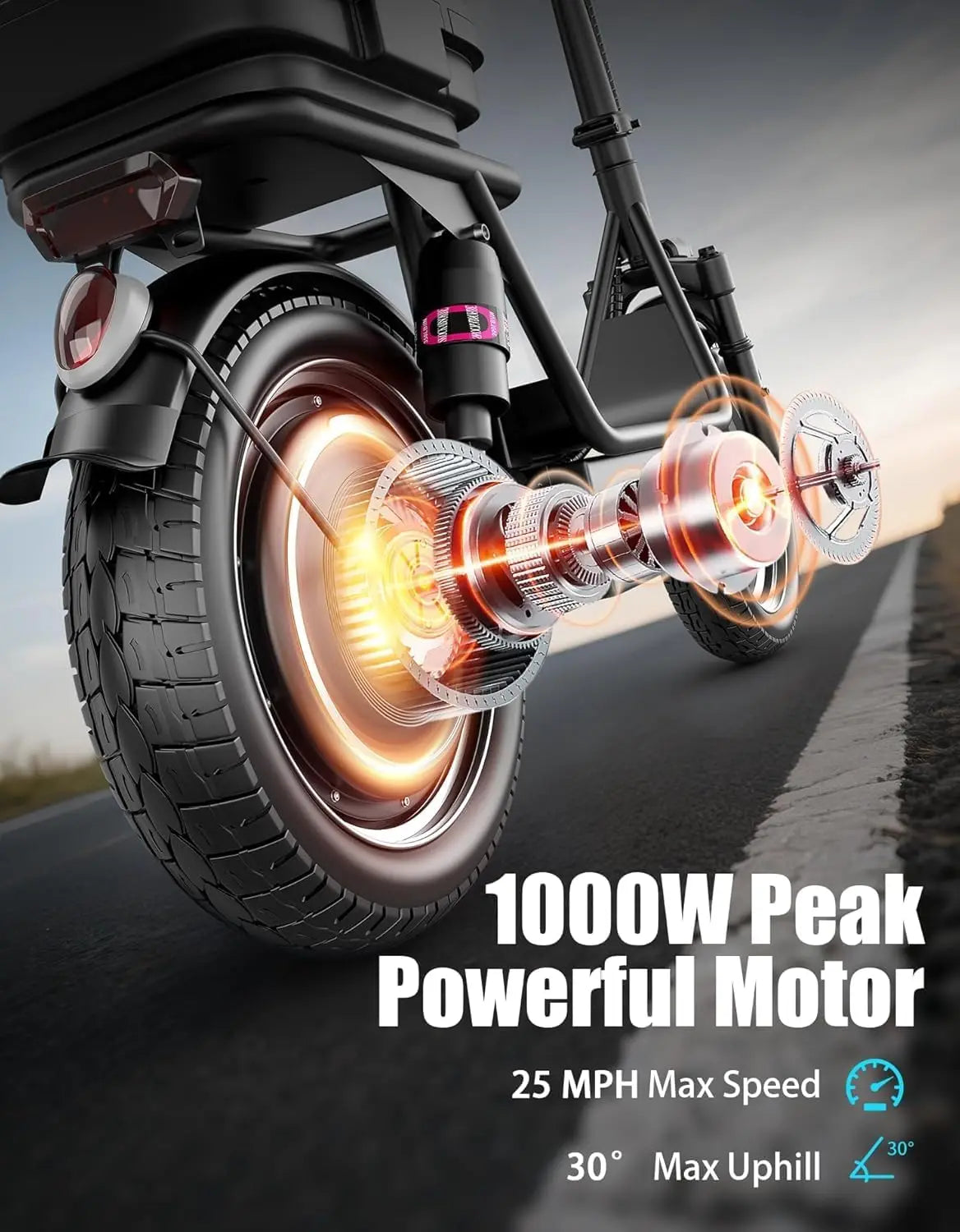 Electric Scooter Adults Seat 600W 22 mph Peak Motor Escooter Foldable 22 Miles,14'' Tires UL 2272 Certified E Scooter
