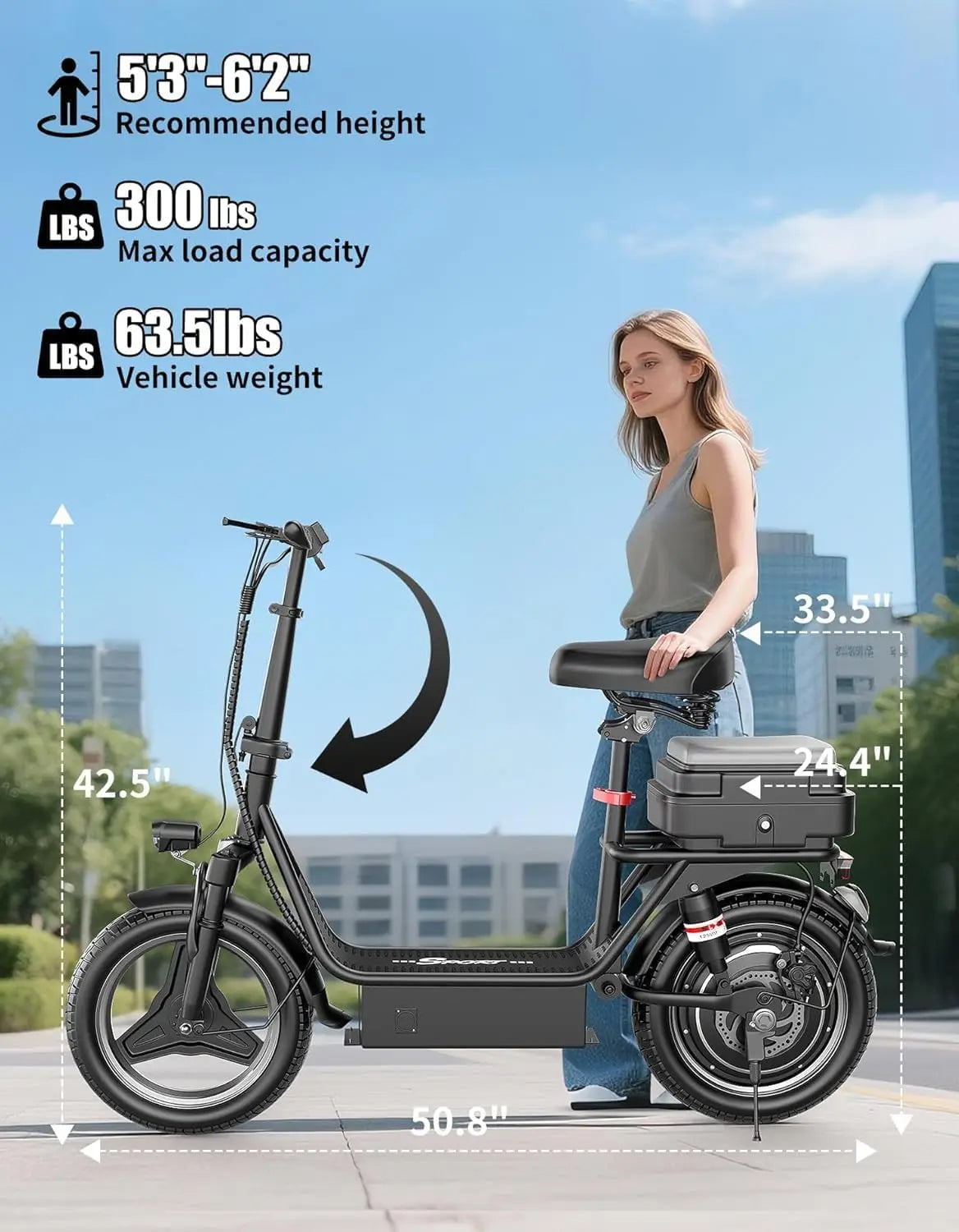 Electric Scooter Adults Seat 600W 22 mph Peak Motor Escooter Foldable 22 Miles,14'' Tires UL 2272 Certified E Scooter