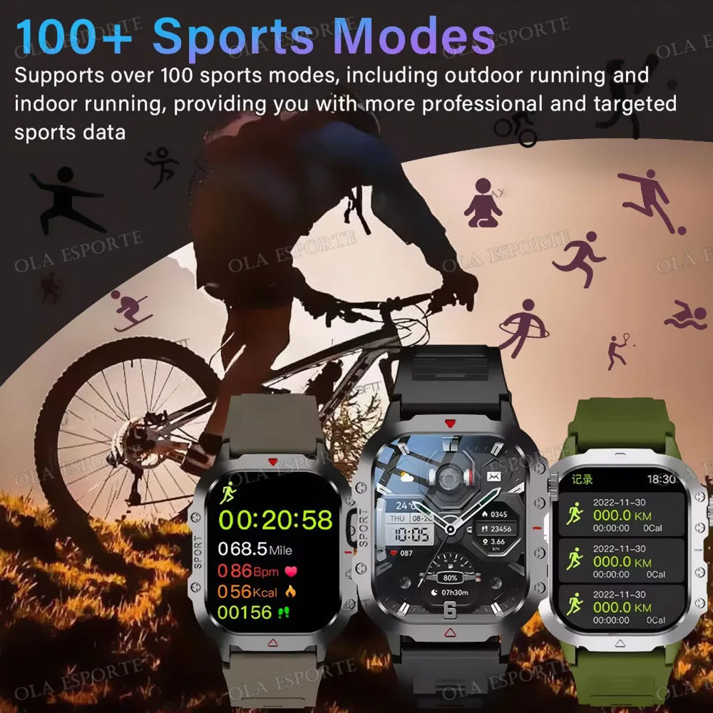 Military GPS Smart Watches For Men Flashlight Waterproof Outdoor Sport Tracker Bluetooth Call Smartwatch Man Women 2025 Pk h12