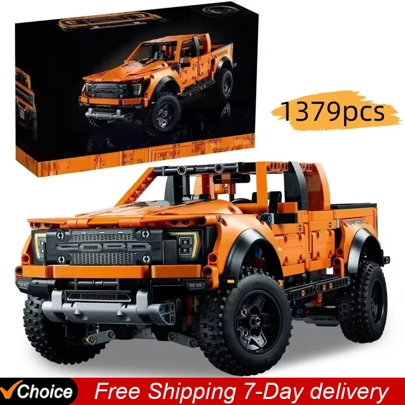 1379PCS Tech Raptors F150 Truck Race Car Building Kit Compatible MOC Creative DIY Vehicle Bricks Toys Gift for Kids Teens Adults