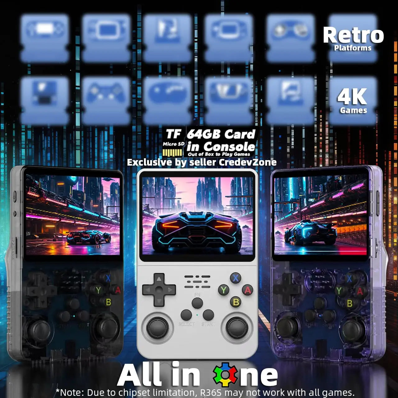 R36S Retro Game Console Handheld Video Arkos 2.0 System 3.5 Inch Single Card Portable Pocket Video Player 64GB 128GB 20000 Games