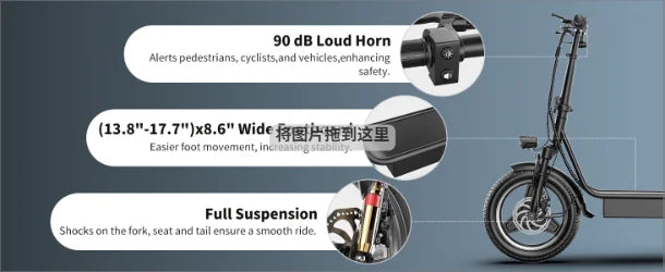 Electric Scooter Adults Seat 600W 22 mph Peak Motor Escooter Foldable 22 Miles,14'' Tires UL 2272 Certified E Scooter